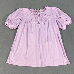 LOFT Women Petite’s Purple Eyelet Blouse, size XSP